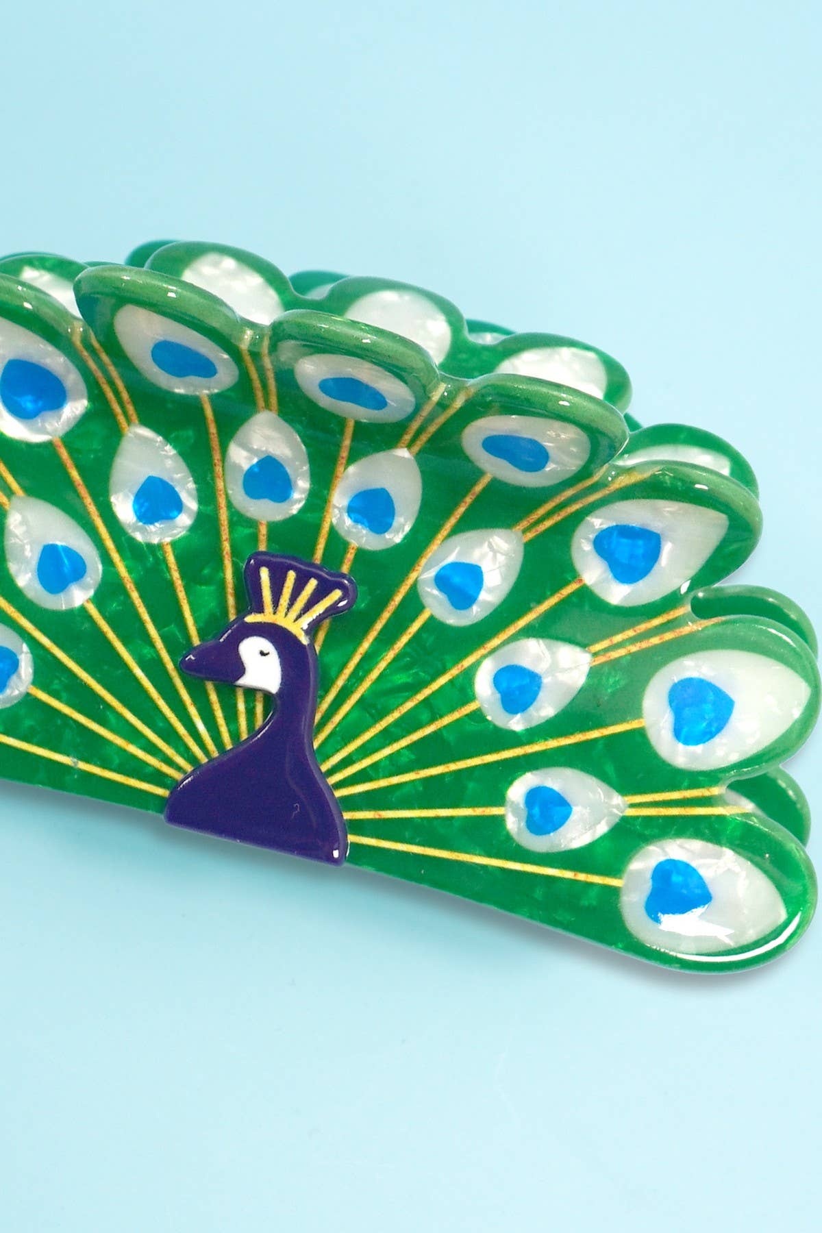 Peacock Motif  Hair Claw Clip | 40H1082: PEACOCK