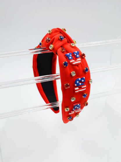 4TH OF JULY USA RHINESTONE STUD HEADBAND | 40HB164: Blue
