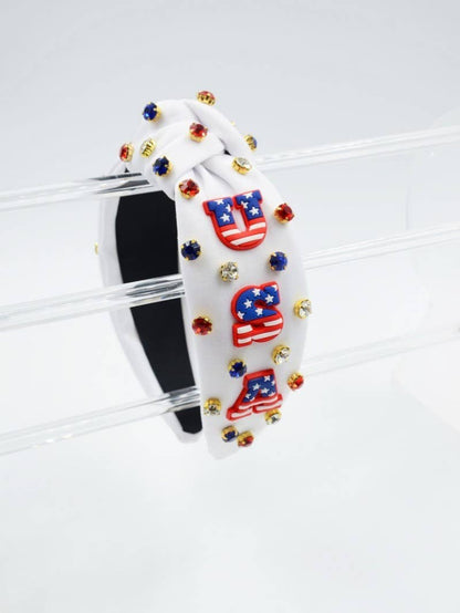 4TH OF JULY USA RHINESTONE STUD HEADBAND | 40HB164: Blue