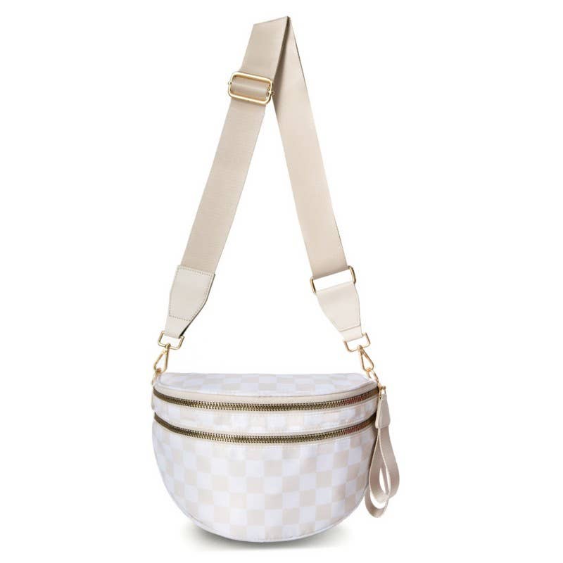 CROSSBODY ZIPPER REMOVAL STRAP SLING BUM BAG | 40P593: Beige