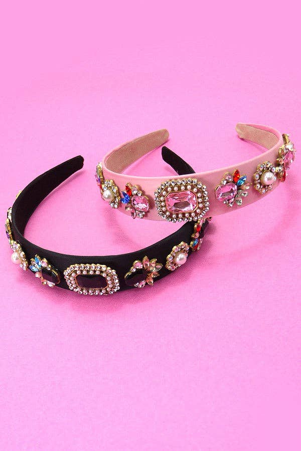 RHINESTONE EMBELLISHED HEADBAND | 40HB117: BLACK
