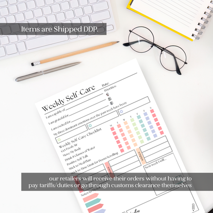 Weekly Self-Care Planner: 50 Page Tear-Off Notepad