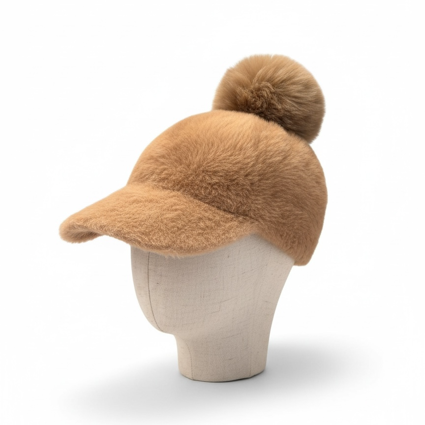 Cozy Luxe Pom-Pom Hat with Visor