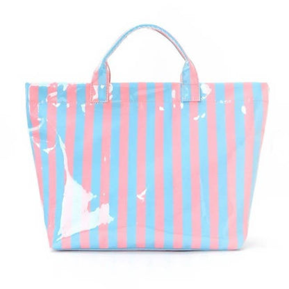 Large Striped Vinyl Tote Bags | 40P595: FUCHSIA ORANGE