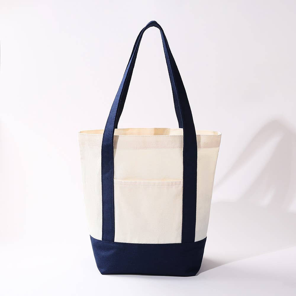 Medium Cotton Canvas Shoulder Tote Bag | 40P612: Lavender