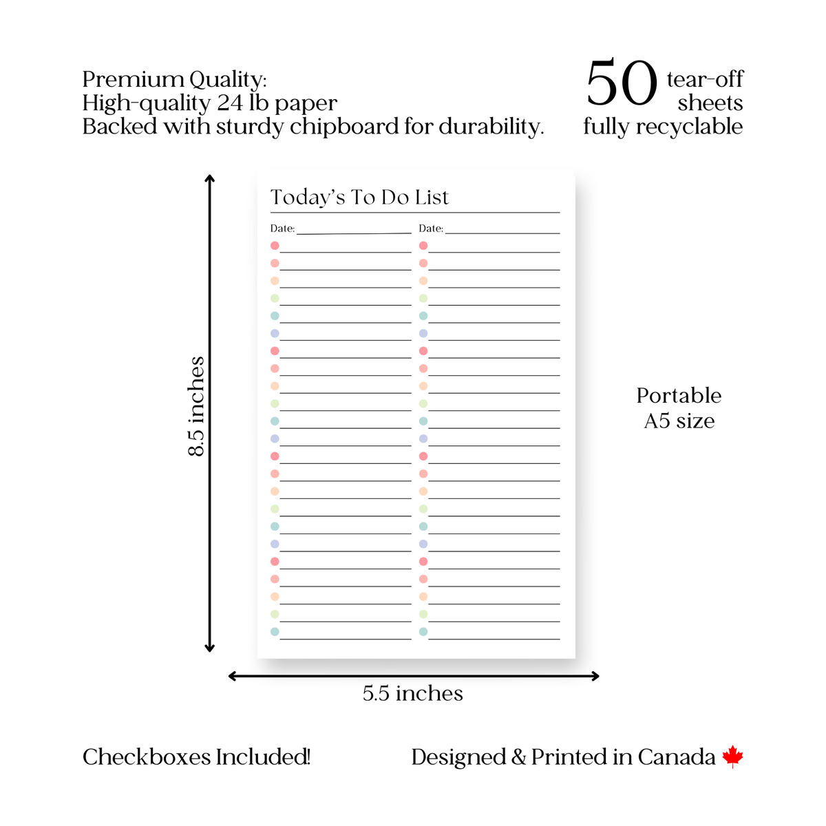 Daily To-Do List and Schedule: 50 Page Tear-Off Notepad