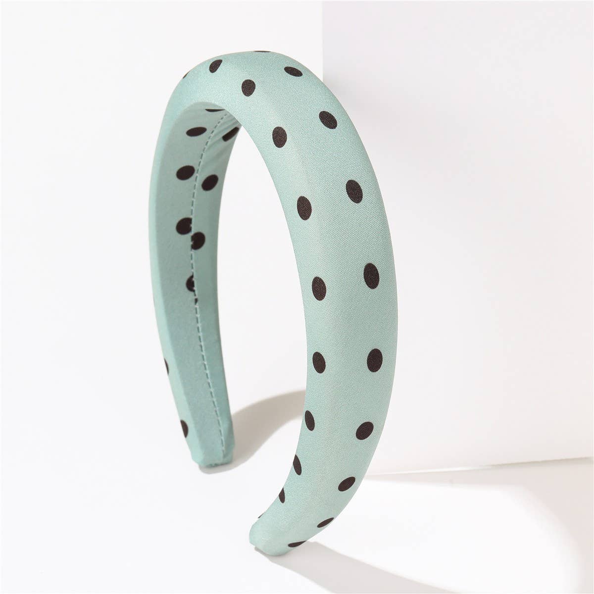 POKA DOT PUFFED SPA HEADBAND HAIR BAND | 40HB189: Black