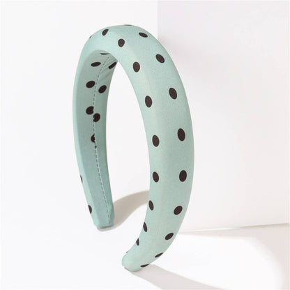 POKA DOT PUFFED SPA HEADBAND HAIR BAND | 40HB189: Black