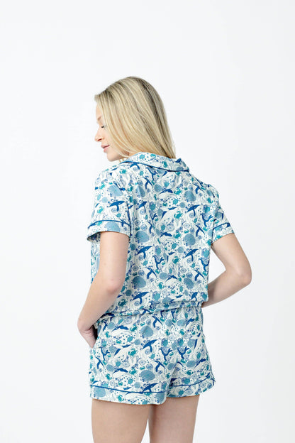 Denim Sea Life Modal Short PJ Set: L