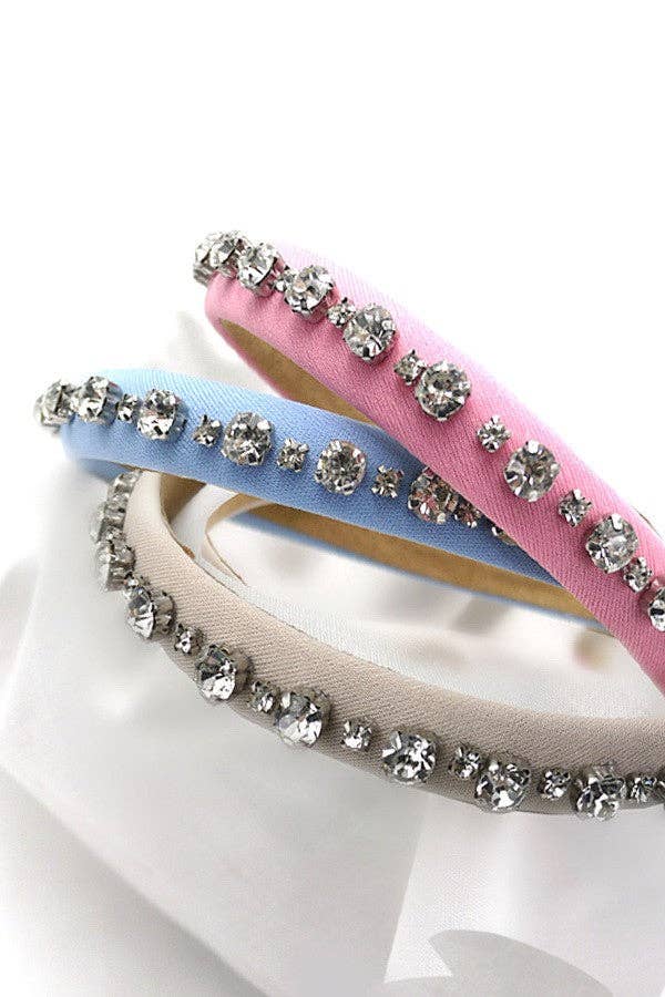 RHINESTONE EMBELLISHED PUFFED HEADBAND | 40HB118: PINK