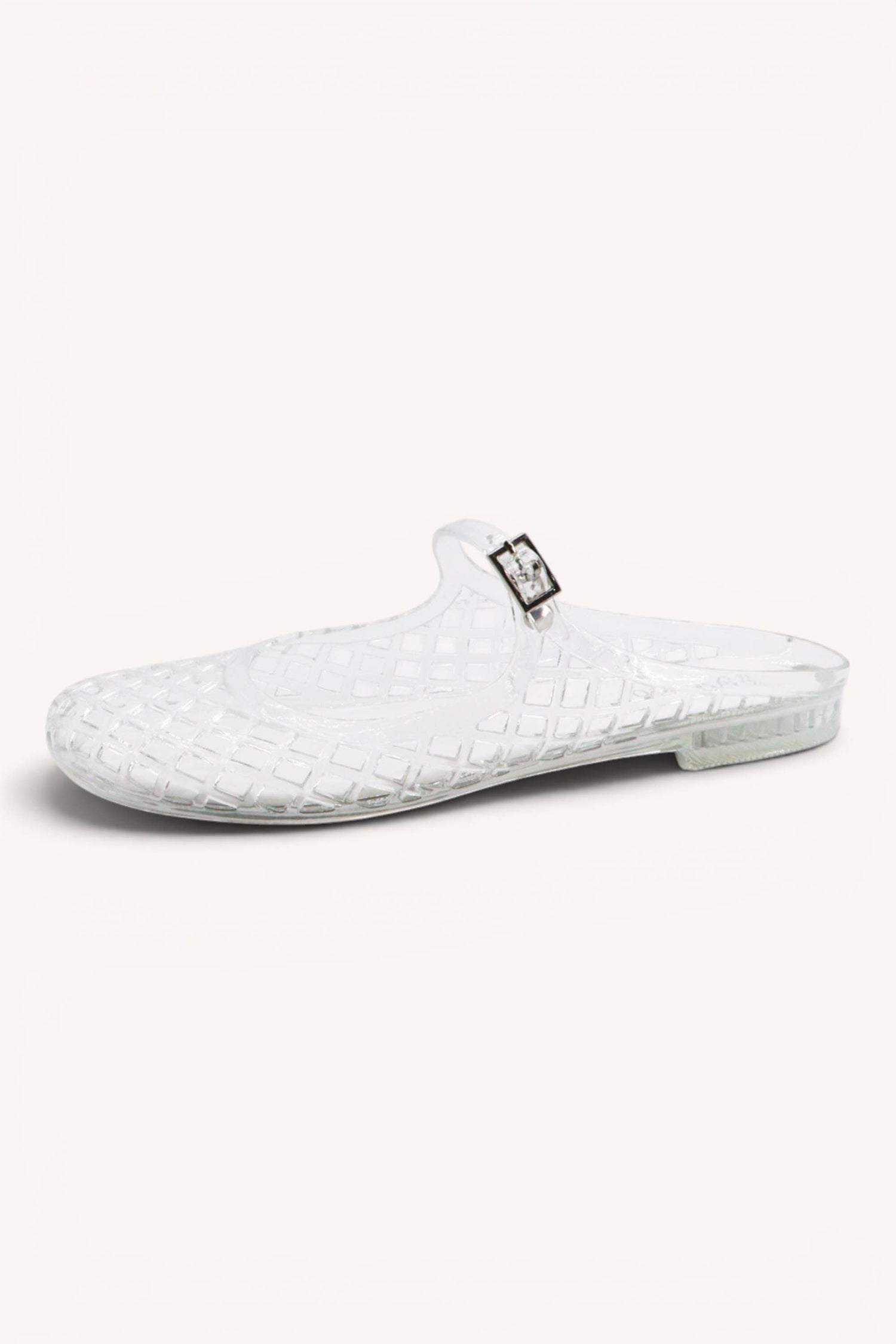 MACY-01 Woven Jelly Mary Jane Flats with Buckle Strap: NUDE / B12