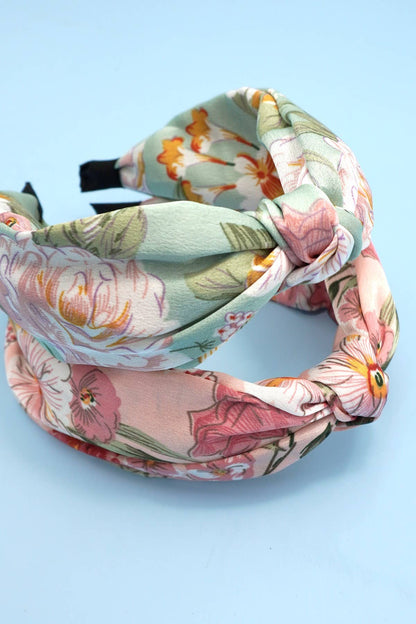 FLORAL TOILE PATTERN VINTAGE HAIR BAND HEADBAND | 40HB179: MINT