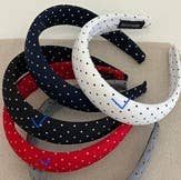 POLKA DOT PADDED HEADBAND | 40HB203: White