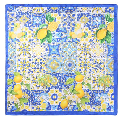 Lemon &amp; Tile Daisy Silky Feel Bandana Scarf | 40SC721: Blue