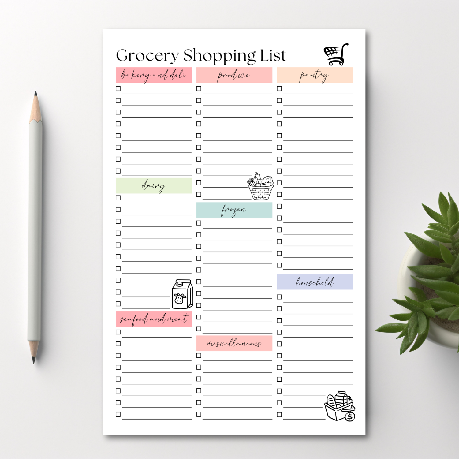 Grocery Shopping List: 50-Page Notepad