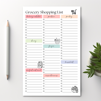 Grocery Shopping List: 50-Page Notepad