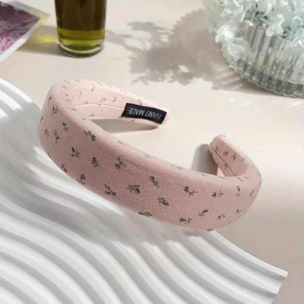 FLORAL PUFFED SPA HEADBAND HAIR BAND | 40HB197: White