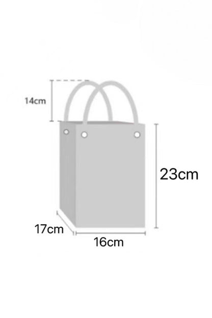 Boho Striped Tote Bag with Metal Ring Handle 10.2"*6.3"*6.7": Fern Green / One Size