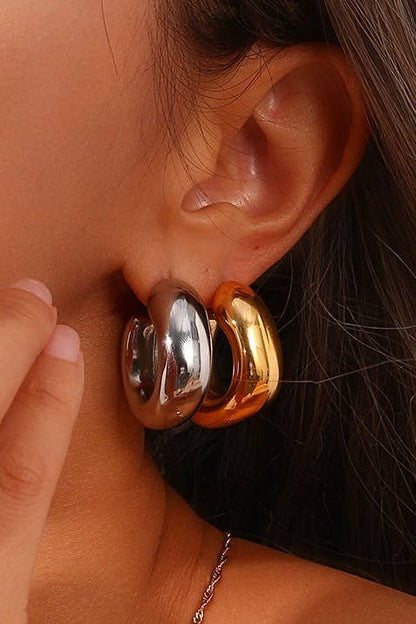 18K STAINLESS STEEL WATERPROOF TARNISH FREE HOOPS | 40E405: GOLD
