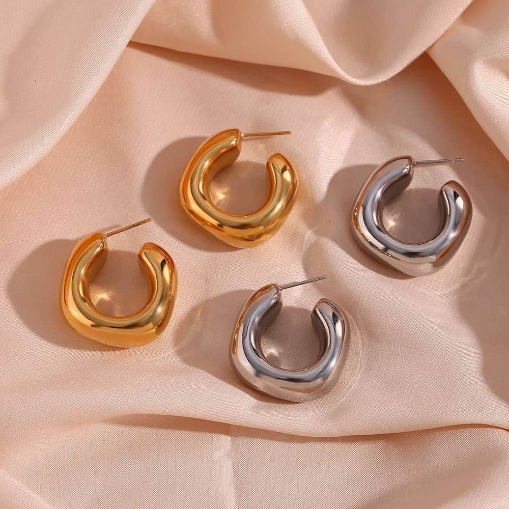 18K STAINLESS STEEL WATERPROOF TARNISH FREE HOOPS | 40E405: GOLD