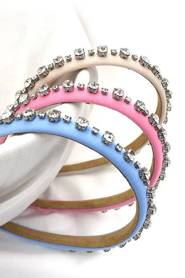 RHINESTONE EMBELLISHED PUFFED HEADBAND | 40HB118: PINK