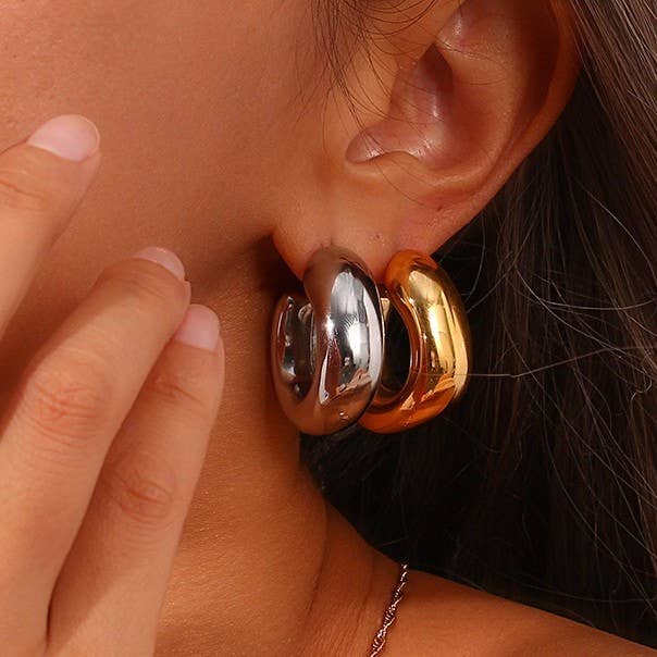 18K STAINLESS STEEL WATERPROOF TARNISH FREE HOOPS | 40E405: GOLD