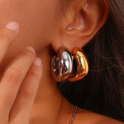 18K STAINLESS STEEL WATERPROOF TARNISH FREE HOOPS | 40E405: GOLD
