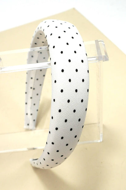 POLKA DOT PADDED HEADBAND | 40HB203: White