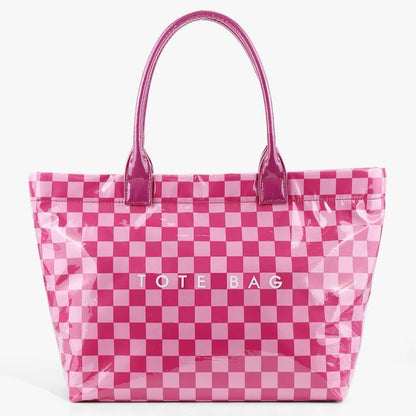 Large shoulder Waterproof Tote Bag | 40P607: Checker Black