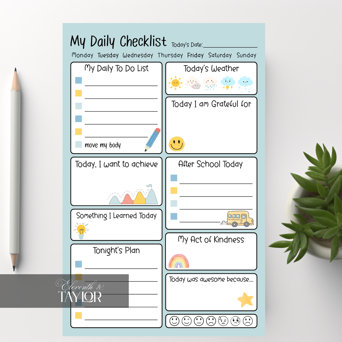 Kids Daily Activity Checklist: 50-Page Notepad