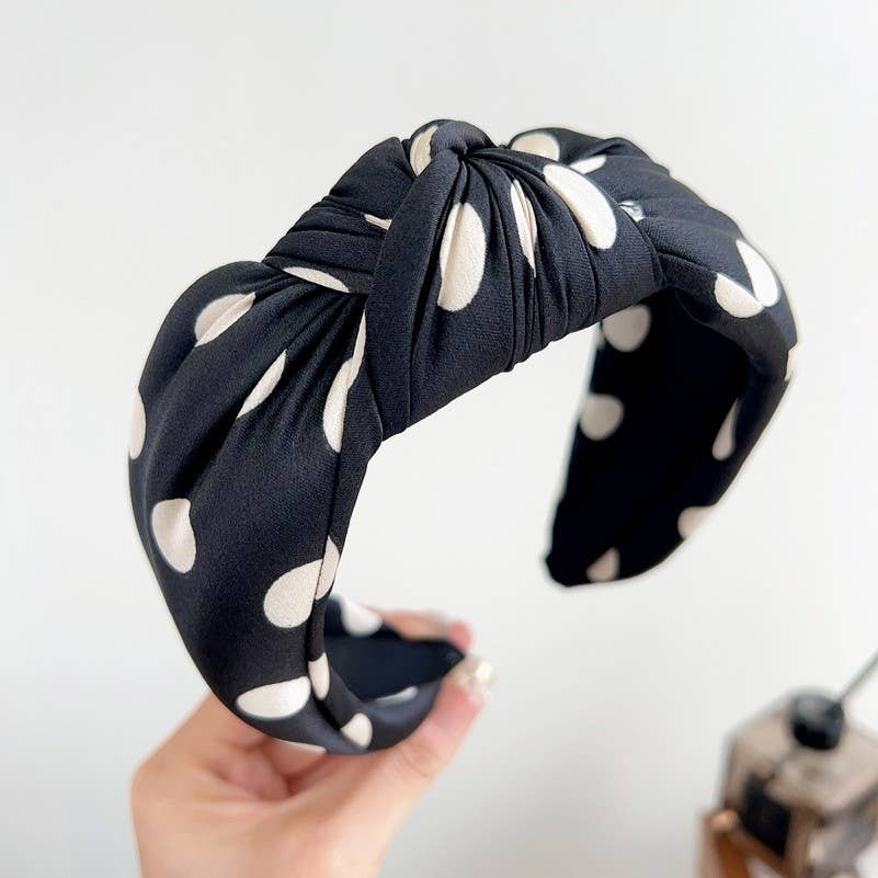 SOFT KNOTTED POLKA DOT HEADBAND HAIR BAND | 40HB188: POLKA DOT BLACK