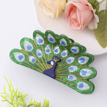 Peacock Motif  Hair Claw Clip | 40H1082: PEACOCK