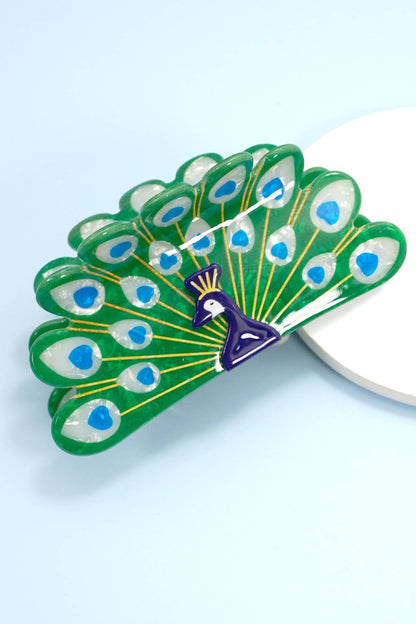 Peacock Motif  Hair Claw Clip | 40H1082: PEACOCK