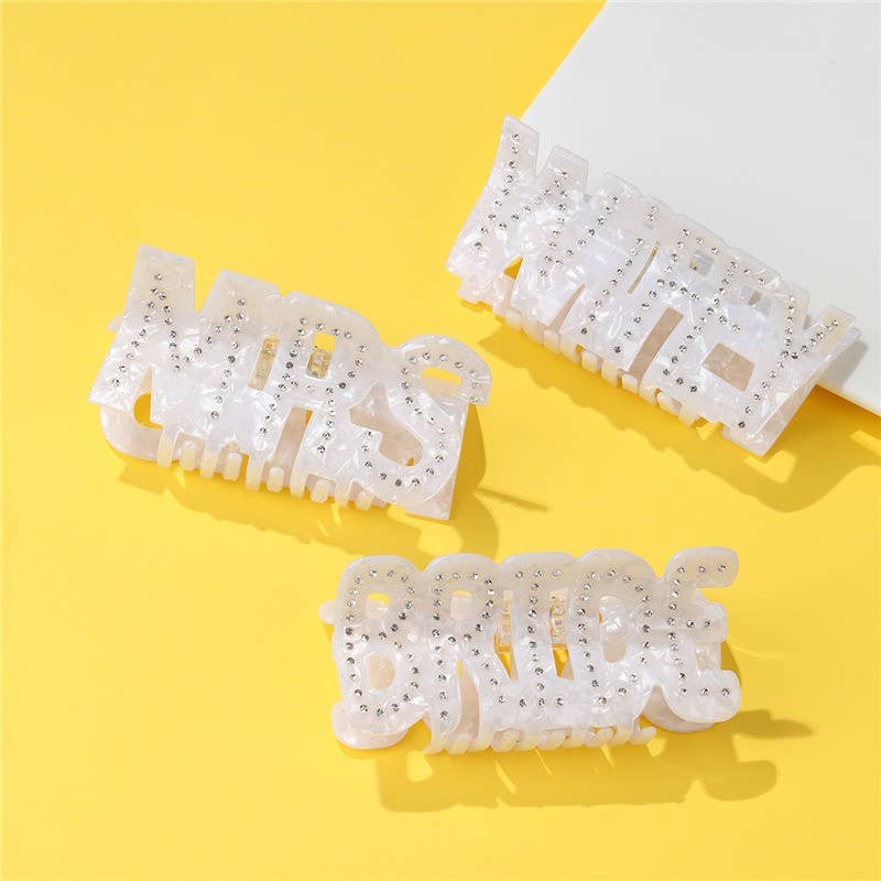Bride Wifey Mrs Hair Claw Clips | 40H1096: WIFEY