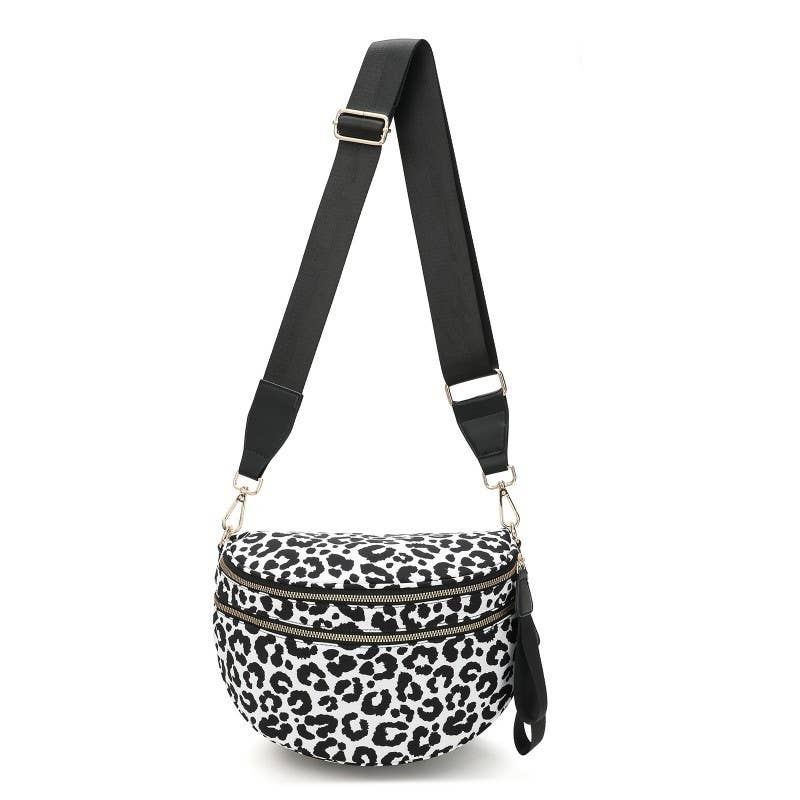 CROSSBODY ZIPPER REMOVAL STRAP SLING BUM BAG | 40P593: Black