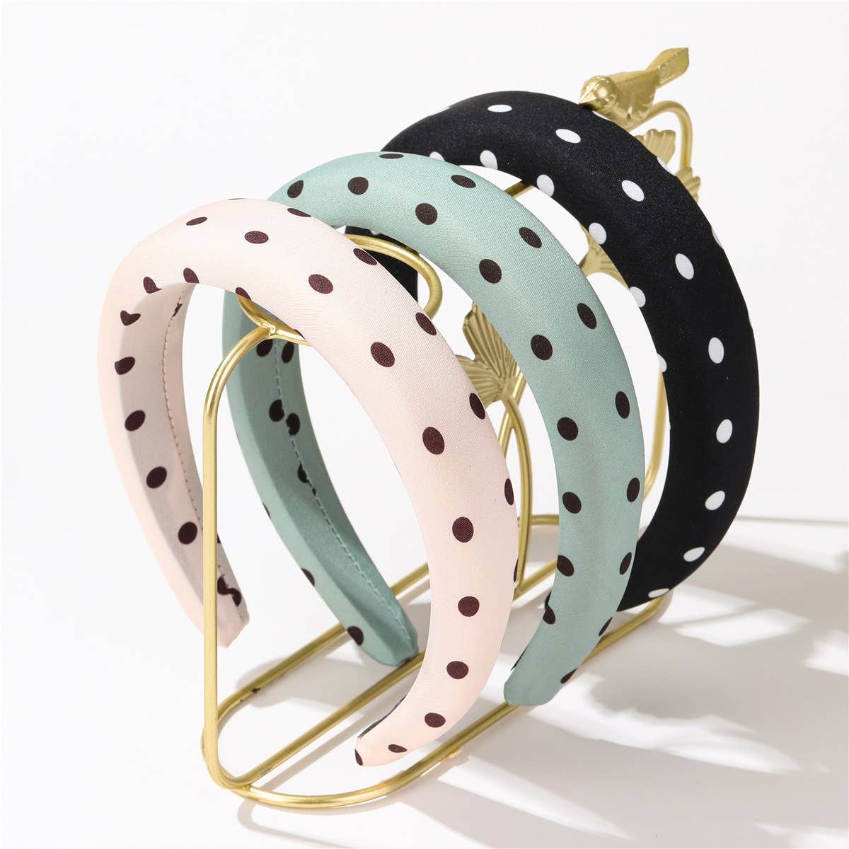 POKA DOT PUFFED SPA HEADBAND HAIR BAND | 40HB189: Black