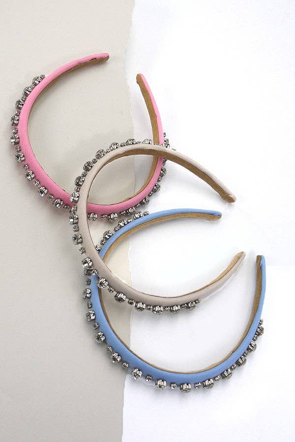 RHINESTONE EMBELLISHED PUFFED HEADBAND | 40HB118: PINK