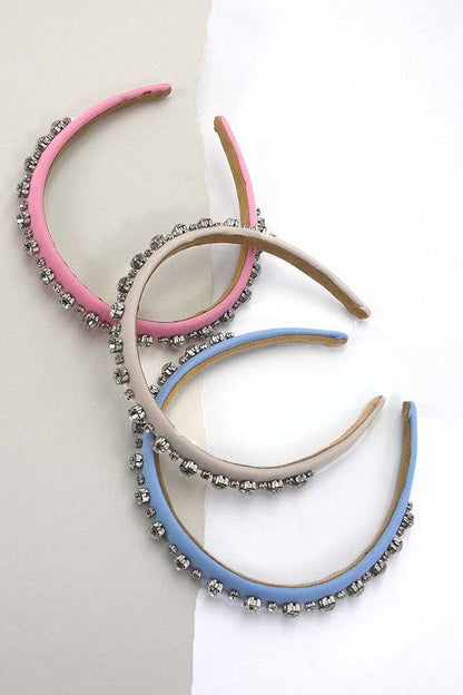 RHINESTONE EMBELLISHED PUFFED HEADBAND | 40HB118: PINK