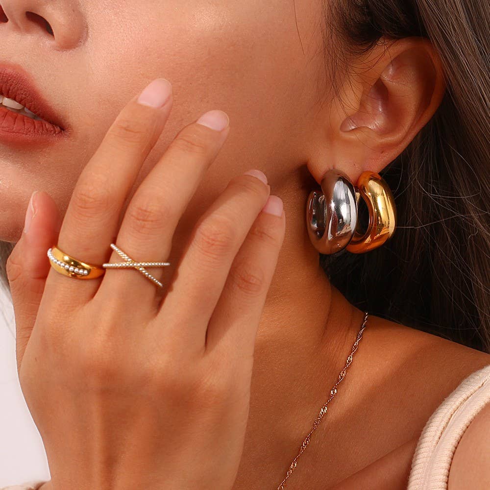 18K STAINLESS STEEL WATERPROOF TARNISH FREE HOOPS | 40E405: GOLD