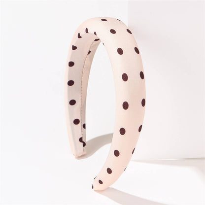 POKA DOT PUFFED SPA HEADBAND HAIR BAND | 40HB189: Black