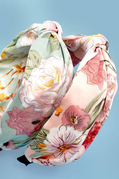 FLORAL TOILE PATTERN VINTAGE HAIR BAND HEADBAND | 40HB179: MINT